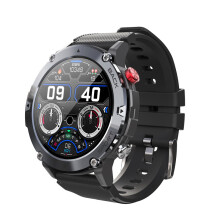 Men's Military Smart Watch, 5ATM Waterproof Fitness Watch, 24 Sports Modes, For Android iOS, Black