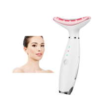 Face Massager Skin Rejuvenation Beauty Device for Face and Neck Based neck lift on Triple Action LED Thermal and Vibration (white)
