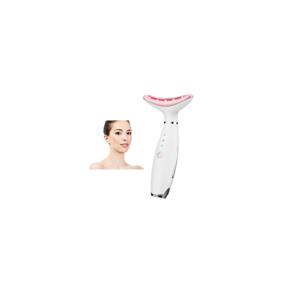 Chronus Face Massager Skin Rejuvenation Beauty Device For Face And Neck Based Neck Lift On Triple Action Led Thermal And Vibration (White)