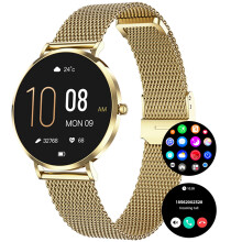 Smartwatch 1.19 inch AMOLED screen ultra-thin head Bluetooth calling(Gold)