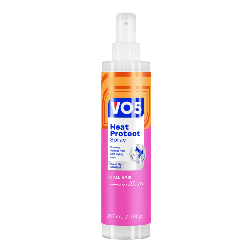 VO5 Heat Protect Styling Spray 200ml – Heat-Activated Protection to 230C, Frizz-Free Shine, Sleek & Smooth Hair
