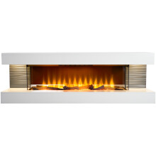 Sureflame WM-9332 XL Electric Wall Fireplace Suite with Downlights & Remote in Pure White