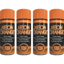4 x Orange Neon Spray Paint All Purpose Metal Matt Finish Spray