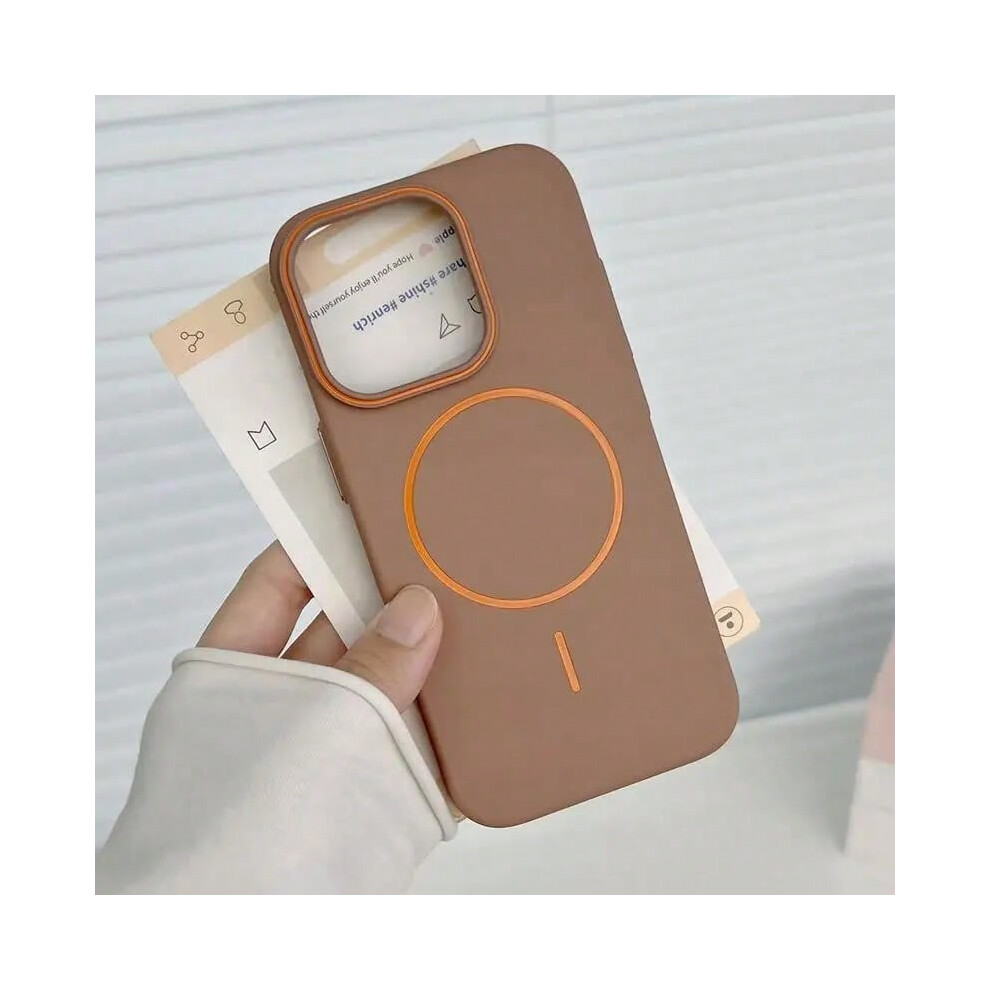 (For iPhone 15 Plus, Gold) Ultrathin Simple Magsafe Phone Case for Iphone 16 Pro Max 15 Pro 14 13 12 Matte Hit Color Lens Wireless Charging Hard PC Co-image-OPC-PHMMDZB-NEW