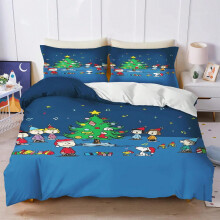 (4, 135x200m) Snoopy Bedroom anime Duvet Set Bedding King Size Luxury Cover 3-Piece Polyester Christmas Decorations Cute Printed Cartoon home