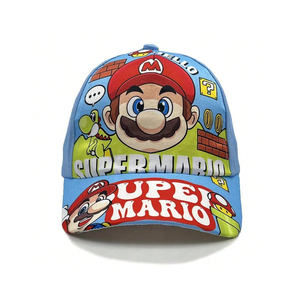 (6 tian lan) Kawaii Game Super Mario Baseball Cap Student Outdoor Sports Sunscreen Sun Hat Printed Breathable Fashion for Children Fans-image-OPC-PHMMHMD-NEW
