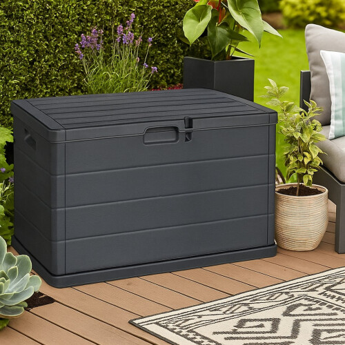 URBN Living 200L Large Anthracite Lockable Garden Box Outdoor Storage 1