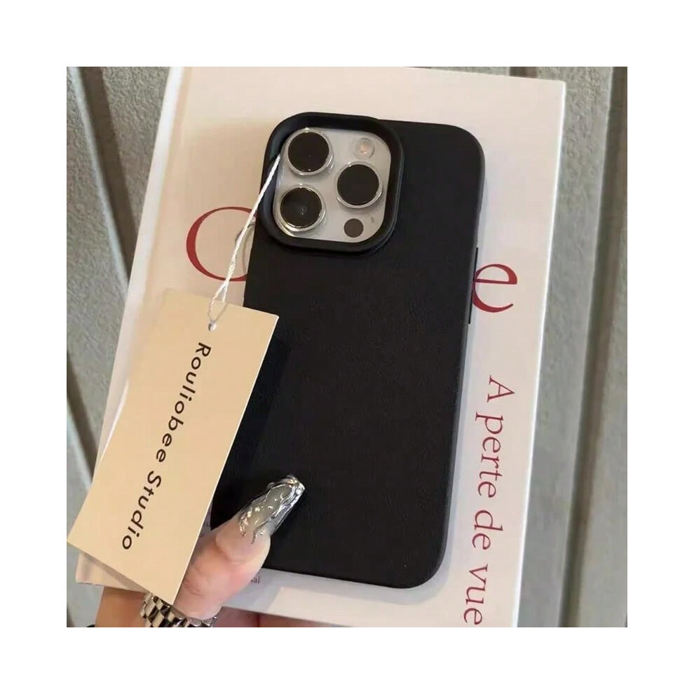 (Black, For iPhone 16 Pro) Soft Candy Color Lichee Pattern Silicone Phone Case For iPhone 11 12 13 14 15 16 ProMax Plus 16E X XS XR Shockproof Bumper-image-OPC-PHMMJX8-NEW