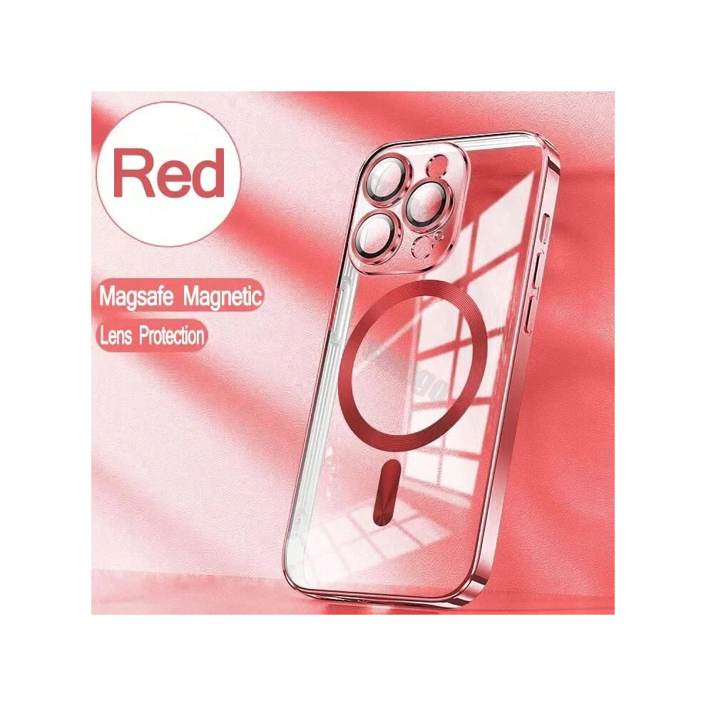 (Red, For iPhone 12 ProMax) Official New Desert Gold Wireless Charging Magsafe Case iPhone 16 15 14 13 12 11 Pro Max Plus Magnetic Electroplate Bumper Cover