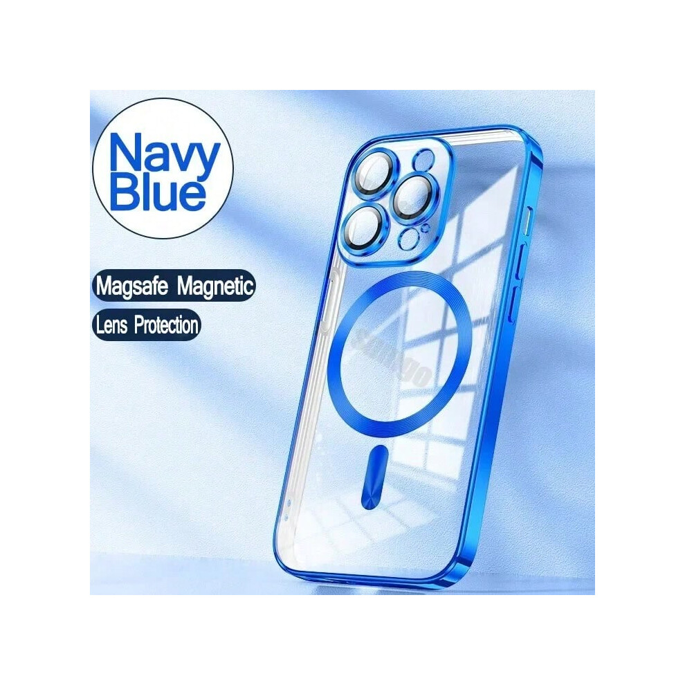 (navyblue, For iPhone 15 ProMax) Official New Desert Gold Wireless Charging Magsafe Case iPhone 16 15 14 13 12 11 Pro Max Plus Magnetic Electroplate B-image-OPC-PHMMKCH-NEW