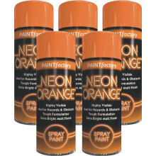 5 x Orange Neon Spray Paint All Purpose Metal Matt Finish
