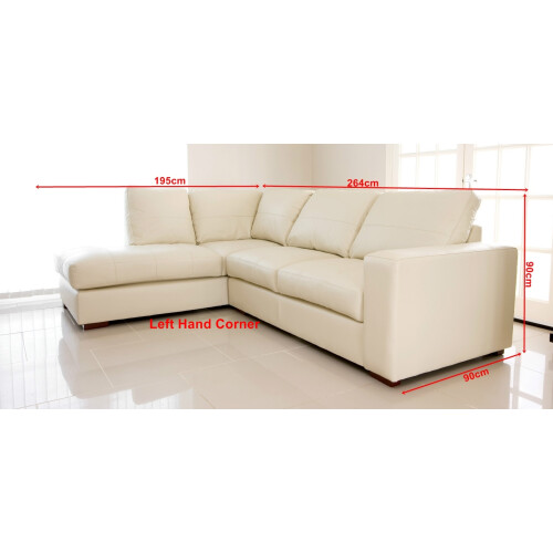 WESTPOINT VENICE BIG CORNER SOFA FAUX LEATHER CREAM LEFT HAND SIDE 1