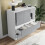 URBN Living (White with Grey Doors) 120cm 3 Sliding Door 4 Drawer Bedside Cabinet 5