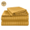 (Ochre, Double 137 x190 cm) Pack of 2 Extra Deep 40cm Stripe Pattern Fitted Sheets-Wrinkle and Shrink Resistant Soft Microfiber 1