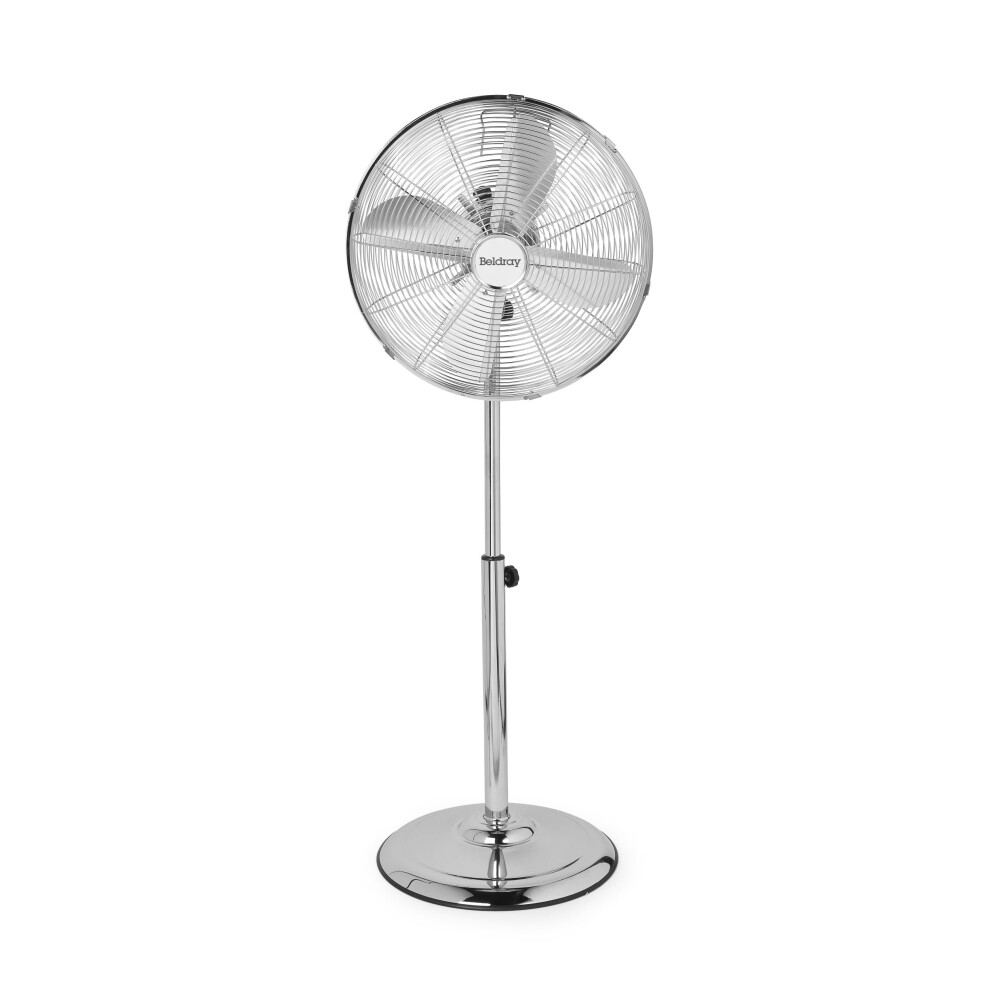 Beldray EH3263CH 16 Inch Pedestal Fan - Oscillating Floor Fan, Standing Cooler, Adjustable Tilting Head, Extendable Height up to 125cm Tall, 3 Speed