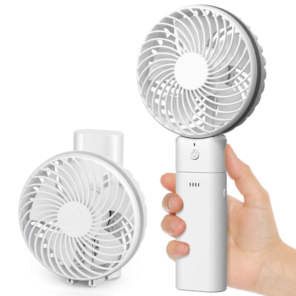 Wasuka Portable Handheld Fan, Usb Rechargeable Hand Fan Desk Fan With 5200Mah Power Bank Function, 5 Speeds Strong Airflow Mini Personal Cooling Fans 3539297582465