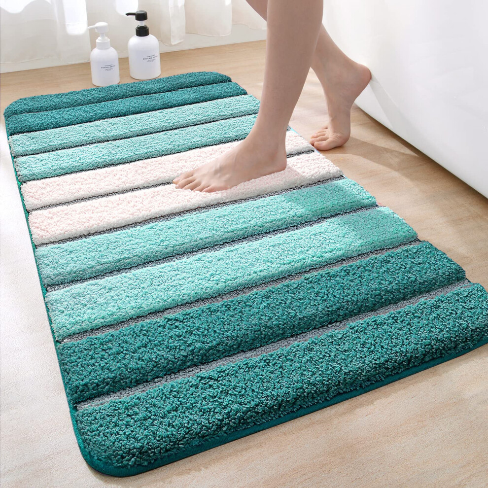 DEXI Bath Mat 60 x 110 cm, Extra Soft Absorbent Microfiber, Non-Slip Washable Rugs for Shower Floor, Bathmat Bathroom Accessories Decor, Turquoise-image-OPC-PHMMVB2-NEW