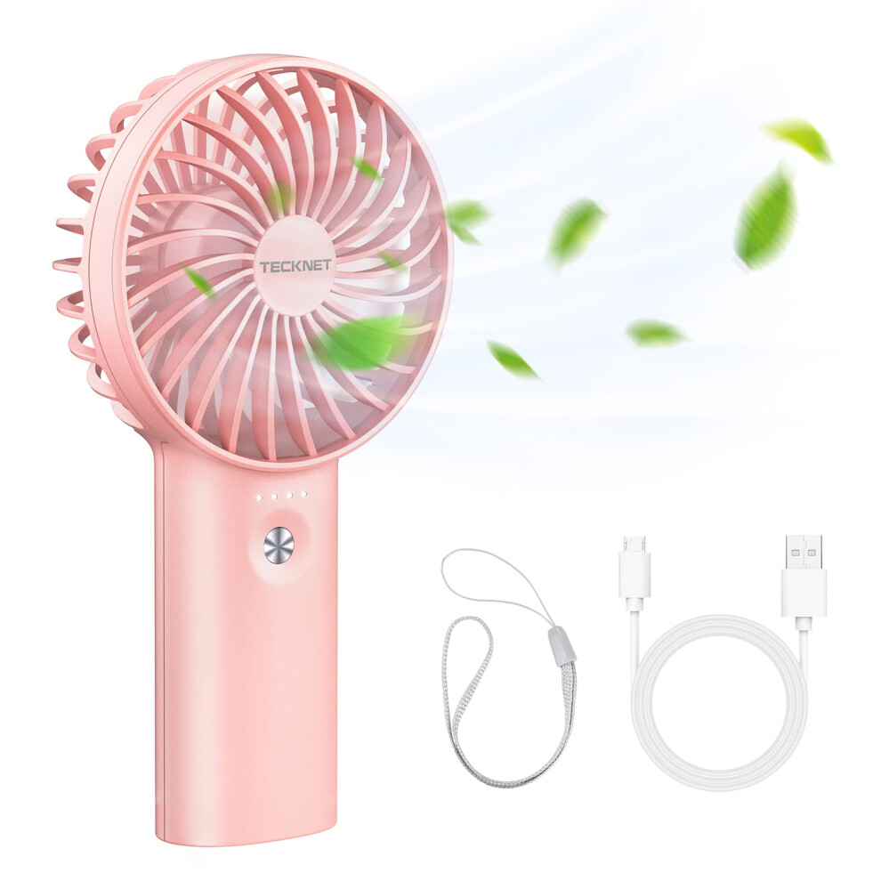 TECKNET Handheld Fan, Portable USB Hand Held Fans Rechargeable Mini with 5200mAh Power Bank, Mini Personal Electric Fan 3 Adjustable Speed Desk Fan f
