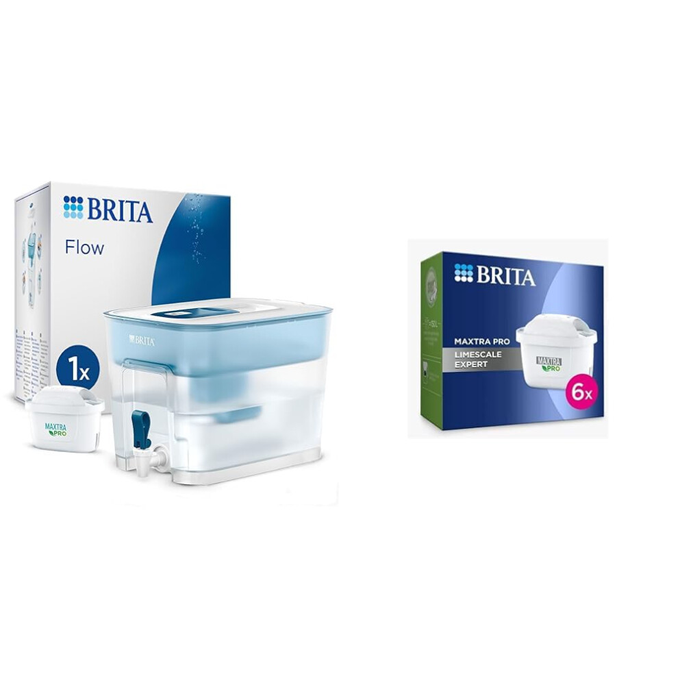 BRITA Flow XXL Water Filter Tank (8.2L) incl. 1x MAXTRA PRO All-in-1 cartridge & MAXTRA PRO Limescale Expert Water Filter Cartridge 6 Pack (NEW) - Or