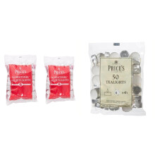 Price's Candles 2 x 50 Pack Sentinel Range 8 Hour Tealights Bags & Prices Patent Candles White Tealights Bag, Pack of 50, Wax, l x 3.8cm w x 1.8cm h,