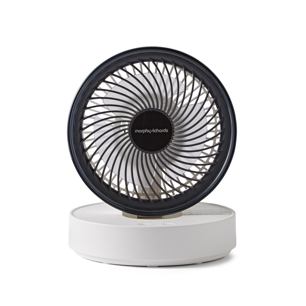 Morphy Richards Airflex Portable Oscillating Fan, Rechargeable USB up to 17 hours, Foldable, 3 Speeds, Touch Panel, Variable Tilt, Quiet, Wall mount,