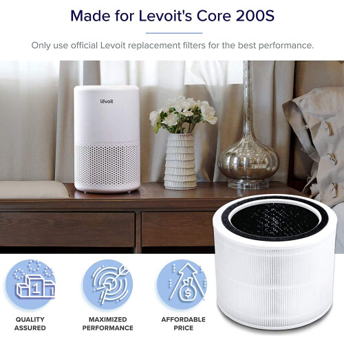 Levoit LEVOIT Core 200S-RF Air Purifier Filter, 3-in-1 HEPA, High-Efficiency Activated Carbon, White [Energy Class A++] 2