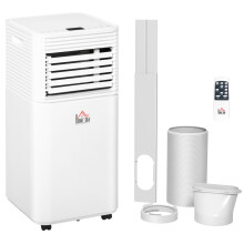HOMCOM Portable Air Conditioner 9000 BTU, 4-in-1 Mobile Air Conditioning Unit with Cool, Fan, Dehumidifier & Sleep Mode, LED Display, Remote Control,