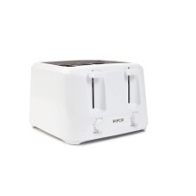 PIFCO Essentials White Toaster 4 Slice - Dual Control with 6 browning Levels & Anti-Jam Function - Easy to Clean with Removable Crumbs Tray 1400W