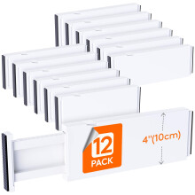 Lifewit 12 Pack Drawer Dividers Plastic 4" High, 11-17" Adjustable Drawer Organisers for Clothes, Expandable Dresser Separators in Bedroom/Bathroom/K