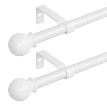 2 Pack Curtain Poles, White Curtain Pole for Eyelet Curtains 80 to 152 cm, Adjustable Curtain Rod with Brackets for Voile, Bedroom, 16mm Diameter Thi