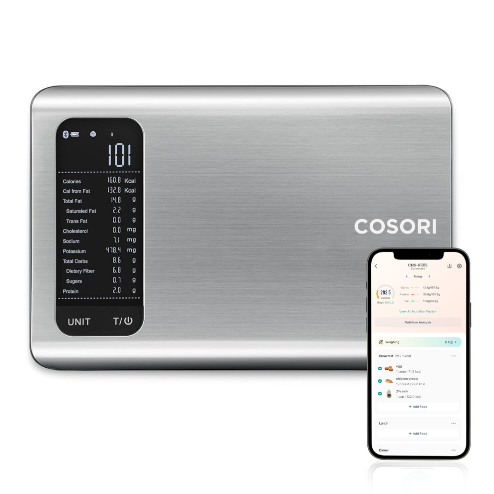 COSORI Smart Food Scales with Nutritional Calculator, Food Nutrition Scale with 19 Nutrients Tracking, Calorie Counting for Weight Loss&Fitness, Free