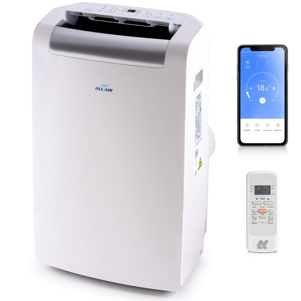 ALLAIR Portable Air Conditioner 3-IN-1 12000 BTU, Dehumidifier, Cooling Fan - WiFi Smart APP, Weekly Timer, Cooling in 10 Minutes,Temperature 17C -