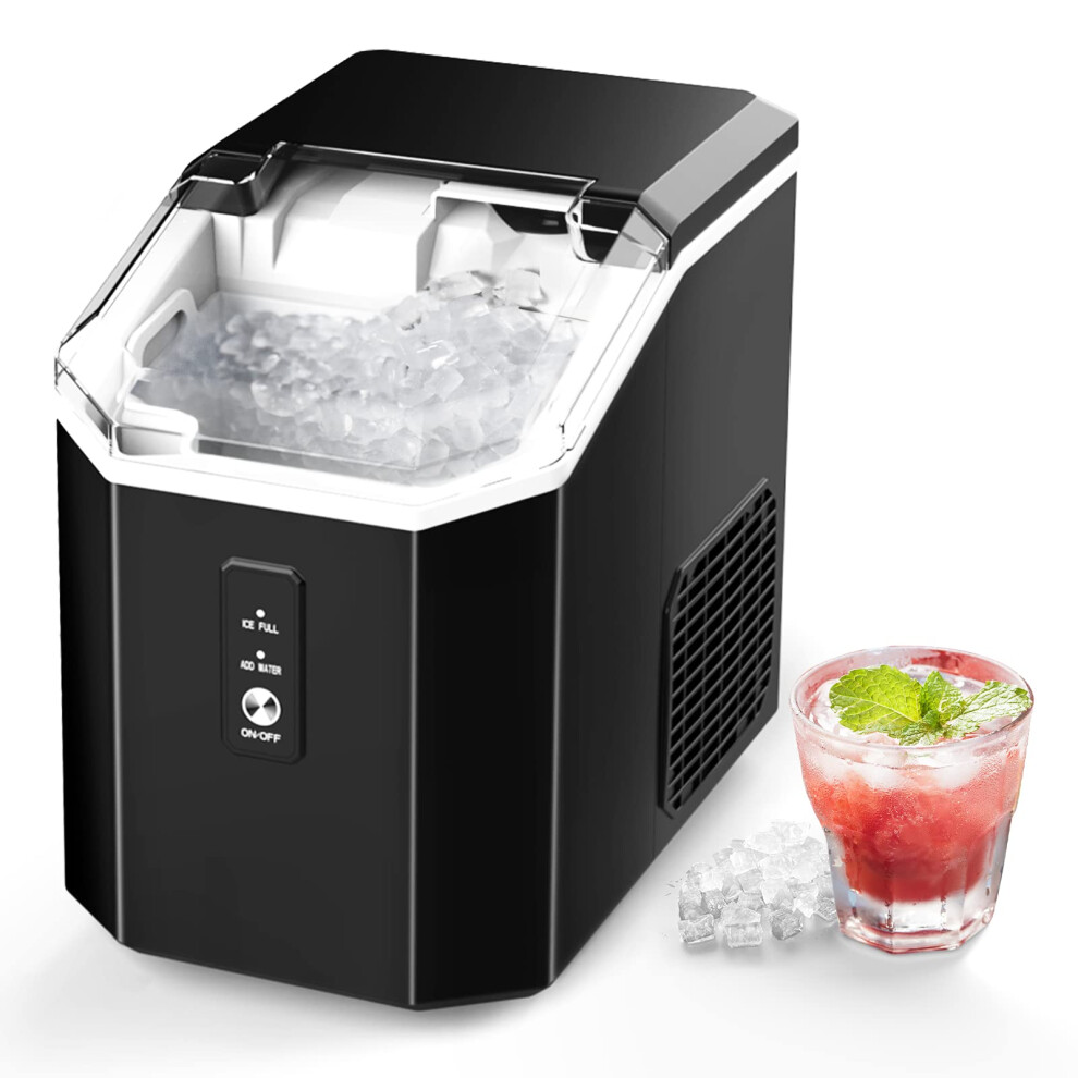 Ice Machines for Home Crushed Ice Cube Maker Machine, Self Cleaning Ice Machine with One-Click Operation, Soft Chewable Pebble Ice in 7 Mins, 15kg/24