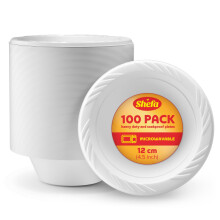 Shefa 400 White Bowls - Reusable & Washable, Heavy Duty Dinnerware - Ideal Set for Birthday, Parties, Camping, Catering 5 oz