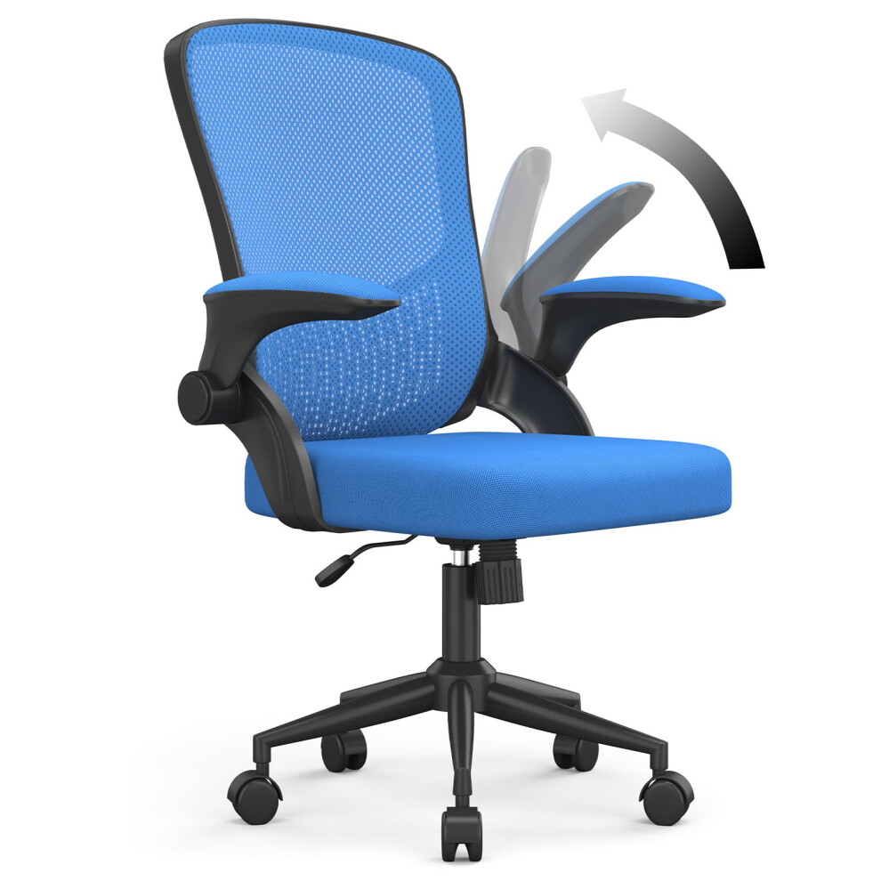 naspaluro Computer Desk Chair, Ergonomic Office Chairs with Flip-up Armrests, Mid-Back Mesh Chairs with Lumbar Support, Home Office Chair-Blue Chair