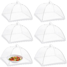 Food Covers, 17 Inch Mesh Pop Up Food Cover, Cake Domes for Outdoors, Screen Tents, Parties Picnics, BBQs, Reusable and Collapsible (6 Pack)