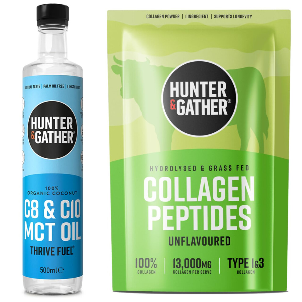 Hunter & Gather Optimal Keto Health Supplements (Bundle C8 & C10 Mct Thrive Fuel & Bovine Collagen Powder) | Supplements For Men And Women