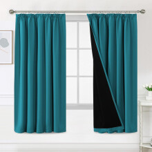 BellaHills 100% Blackout Curtains for Bedroom Thermal Insulated Curtains & Drapes Blackout Curtains Pencil Pleat Curtains for Living Room with Black
