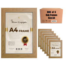 Alison Kingsgate Oak A4 Frames Pack Of 6 With Clear Perspex Sheet & Wall Mounting Hooks - A4 Oak Frame in Size 21x30cm Use In A4 Picture Frames - Box