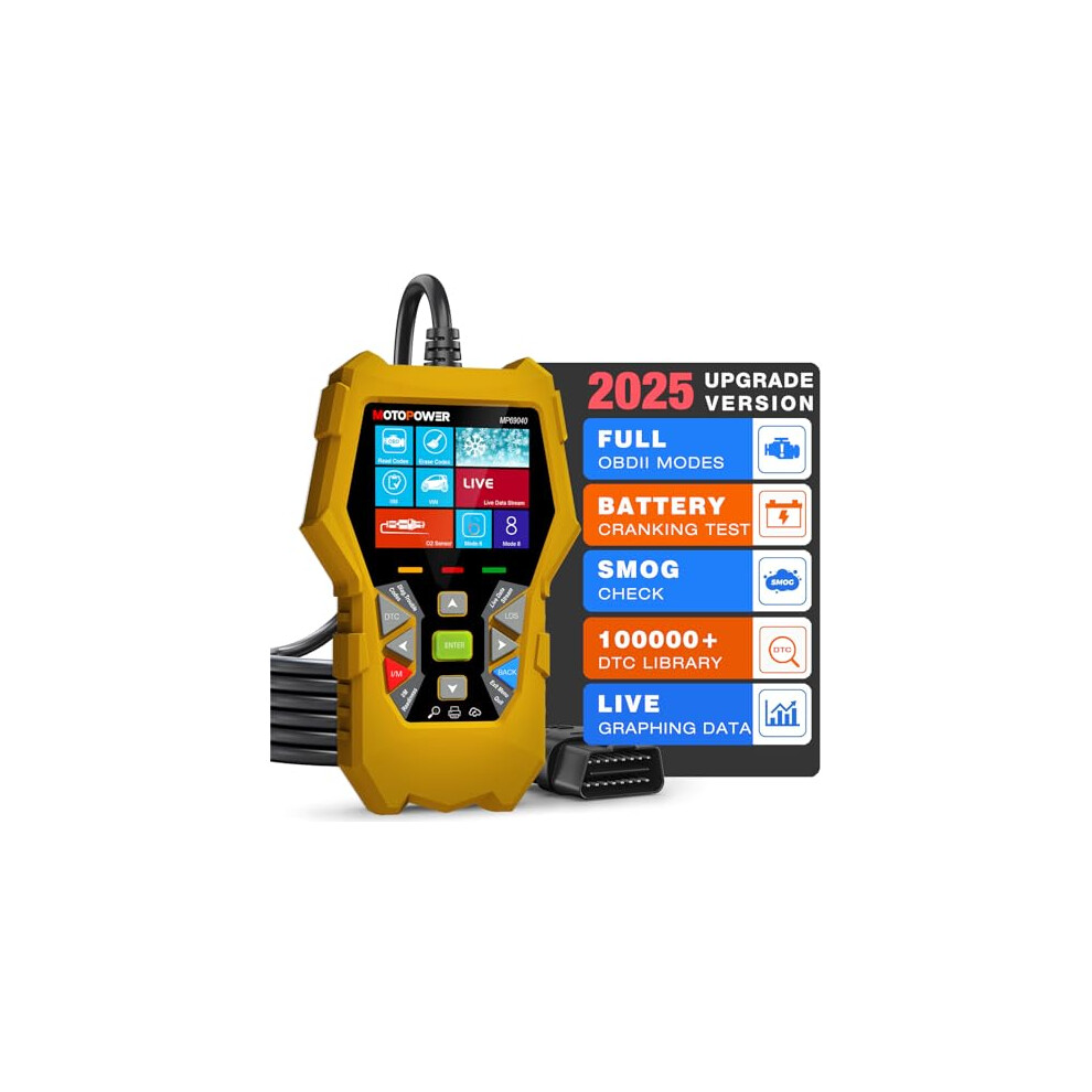 MOTOPOWER MP69040 Car OBD2 Scanner Code Reader Engine Fault Code Reader Scanner CAN Diagnostic Scan Tool for All OBD II Protocol Cars - Yellow