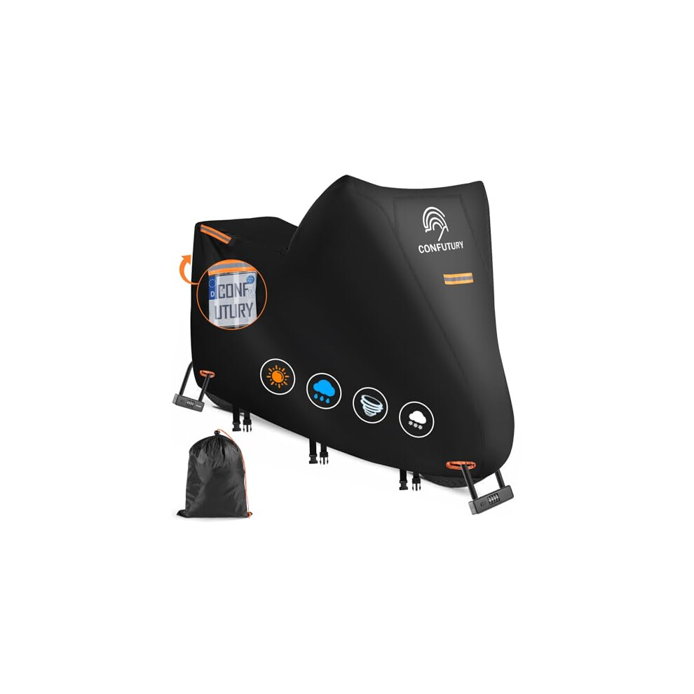 Motorcycle Cover for Harley Davidson with License Plate Window,600D Heavy Duty Motorbike Cover,Silver Nano Inner,4 Reflective Strips,3 Windproof Buck-image-OPC-PHMMWKZ-NEW