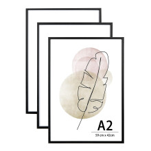 KAIWIN A2 Picture Frame Black Set of 3, Wooden Poster Frame, A2 Picture Frames for Wall Mounting Display for Home, Office,Gallery,Holiday with Photos