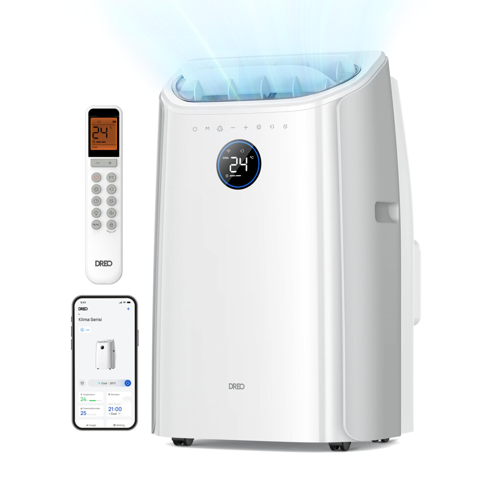 Dreo Smart 3-in-1 Portable Air Conditioner, 10000 BTU Drainage-Free Cooling AC Unit, Silent Mobile Air Conditioner for Bedroom, APP/Voice/Remote Cont