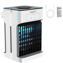 Portable Air Conditioner Cooling Fan, Mini Air Conditioning Unit with 1100ml Tanks, 3 Wind Speed & Cool Mist, 7 LED Light & 2-8H Timer Cold AC Unit,