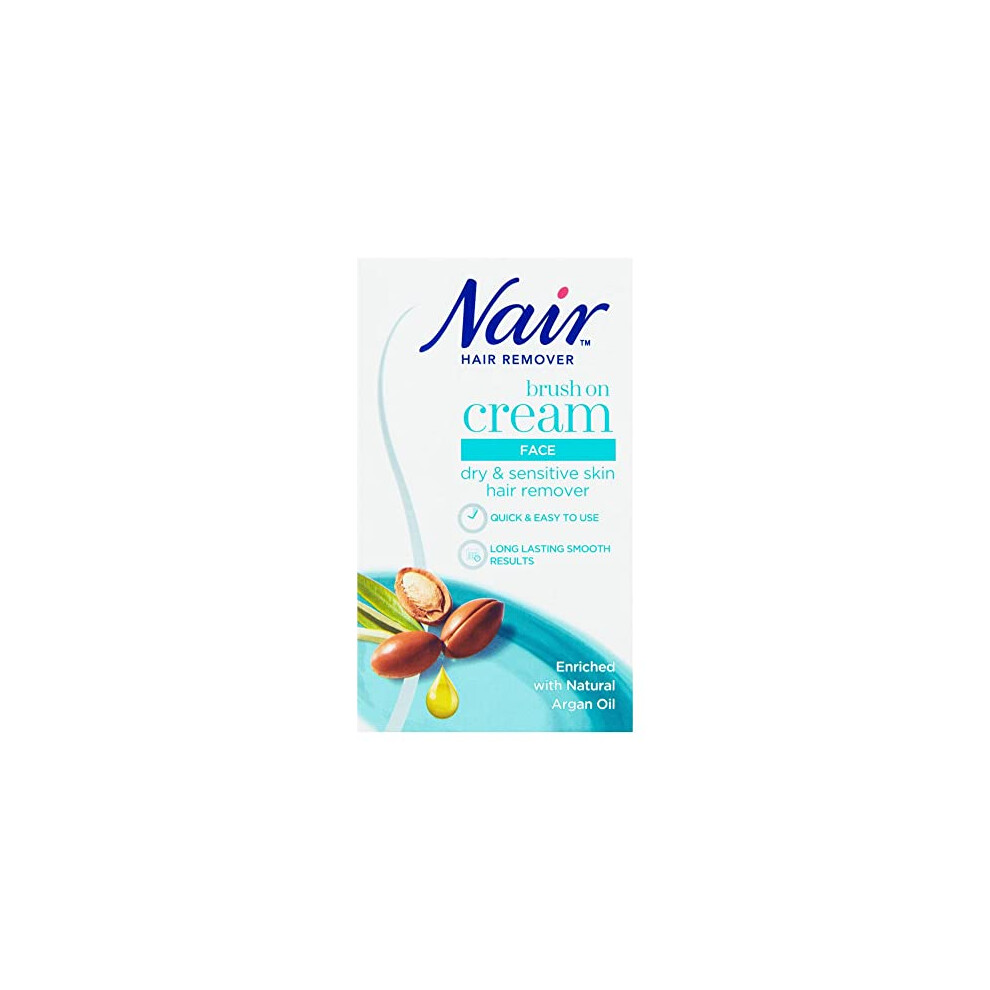 Nair Nourish Facial Brush-On - Hair Removal Cream for Face & Body - Ultra precision - for Dry & Sensitive Skin - with Argan Oil - 50ml