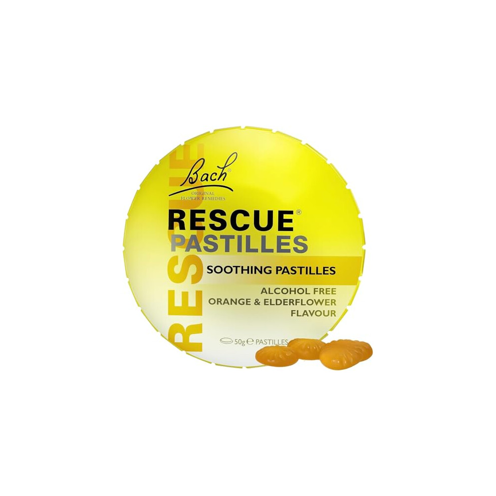 Nelsons Rescue Remedy Pastilles, Orange and Elderflower Flavour, Emotional Wellness and Balance, Easy To Use Format 50 gr