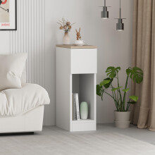 Pantanal Slim Wood Bedside Table Bedroom Nightstand with Shelf and Drawer, Narrow Bathroom Small Floor Storage Cabinet Living Room End Table Sofa Sid