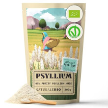 NaturaleBio Organic Psyllium Husk - 99% Purity - 200g. Pure & Natural Psyllium Seed Husks, Produced in India. High in Fibre, to be Mixed with Water,
