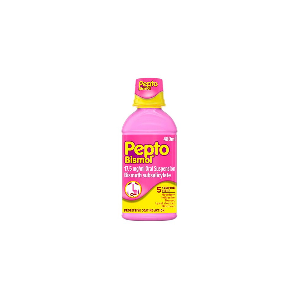 Pepto Bismol Pepto-Bismol For Nausea, Heartburn, Indigestion, Upset Stomach And Diarrhoea, 5 Symptom Relief 480Ml