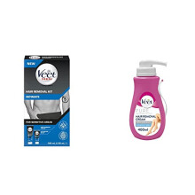 Veet Men Intimate Hair Removal Kit, with Hair Removal Cream and Aftercare Balm, 100 ml + 50 ml & Pure Inspirations Hair Removal Cream, Aloe Vera And